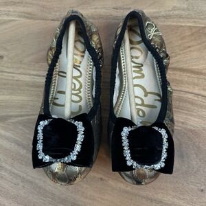 New Big Kids Sam Edelman Farah Bronze Metallic Ballet‎ Flats Shoes Size 2 Y